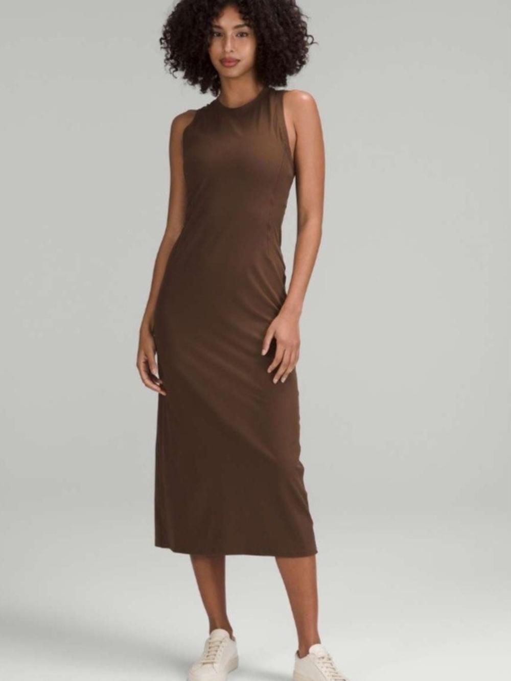 Lululemon All Aligned Ribbed Midi Dress Java Size 8